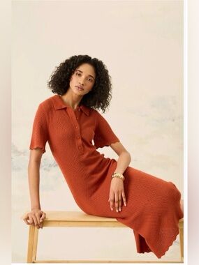 LUXELY
Open Stitch Midi Sweater Dress